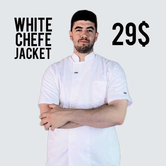 WHITE CHEFE Chef Jacket ( Button, Polyester )