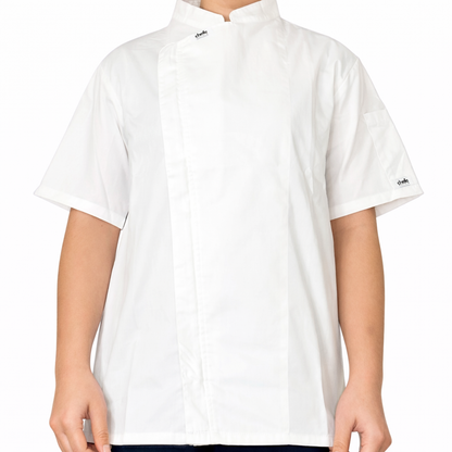 WHITE CHEFE Chef Jacket (ZIPPER) short sleeves