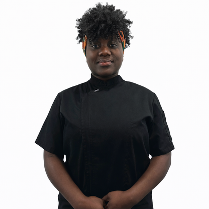 BLACK CHEFE Chef Jacket (ZIPPER, cotton ) short sleeves