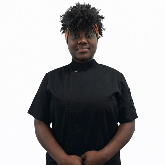 BLACK CHEFE Chef Jacket (ZIPPER, cotton ) short sleeves