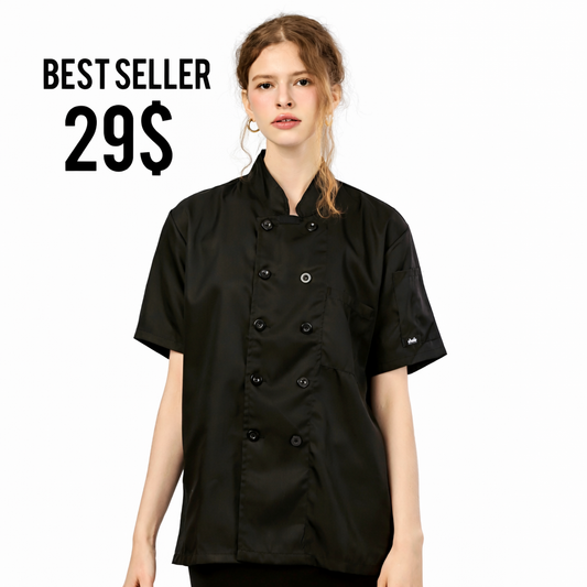 BLACK CHEFE Chef Jacket ( Button )