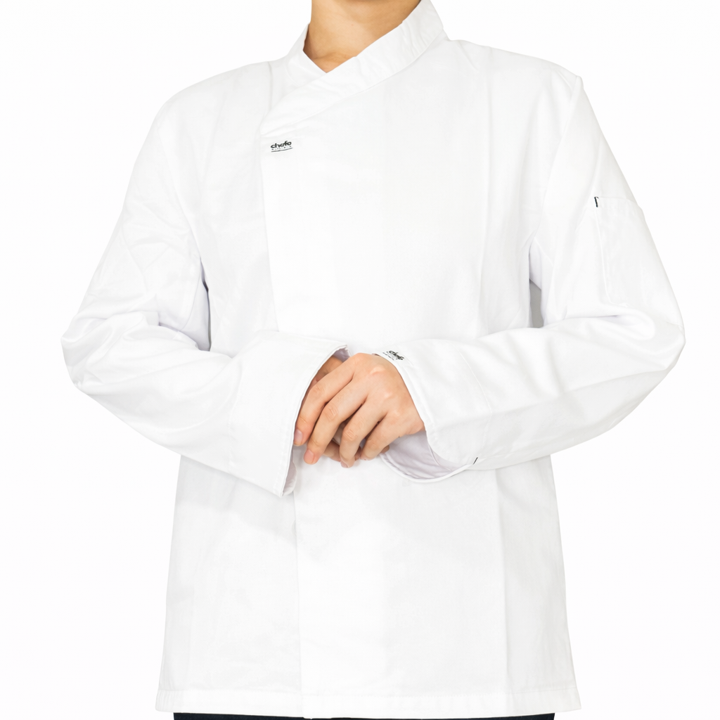 WHITE CHEFE เสื้อแจ็คเก็ตเชฟ(กระดุม)แขนยาว