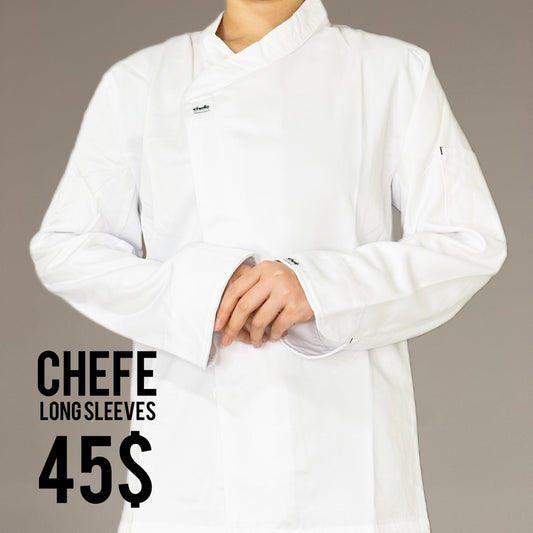 WHITE CHEFE เสื้อแจ็คเก็ตเชฟ(กระดุม)แขนยาว