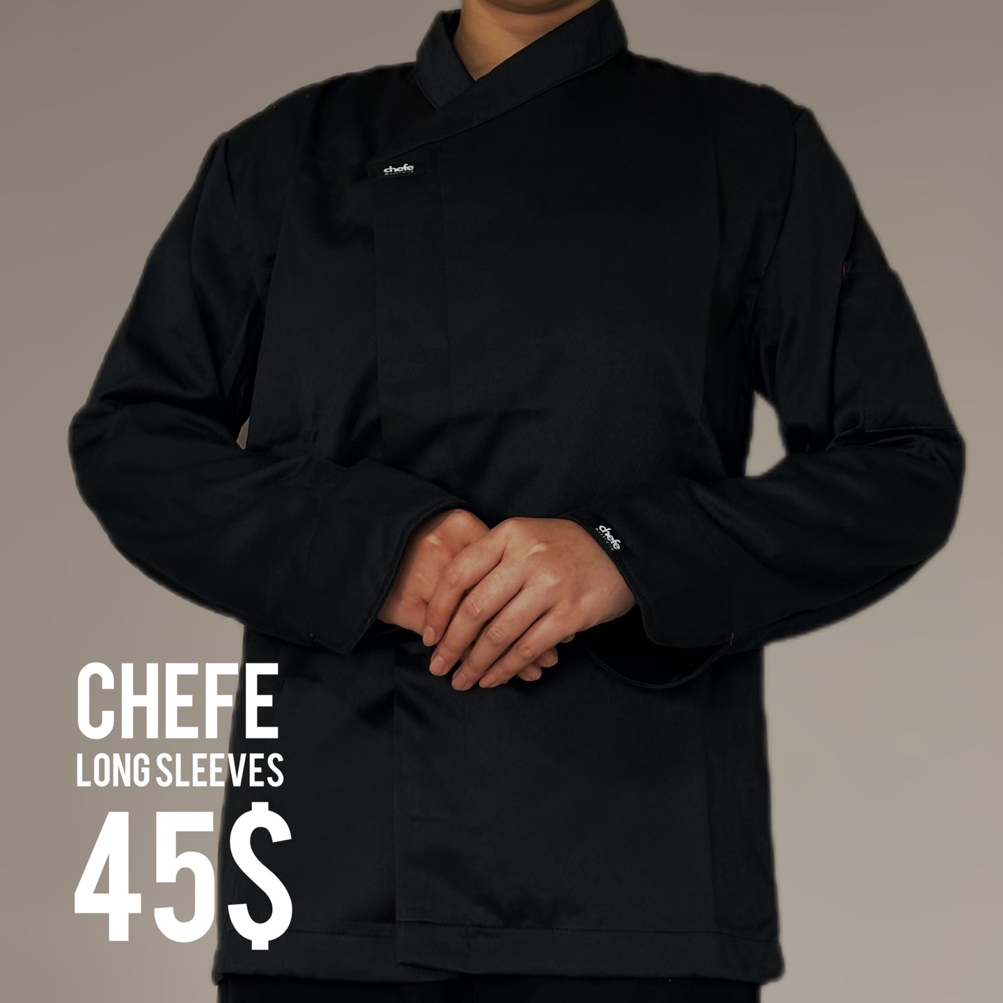 BLACK CHEFE เสื้อแจ็คเก็ตเชฟ(กระดุม)แขนยาว