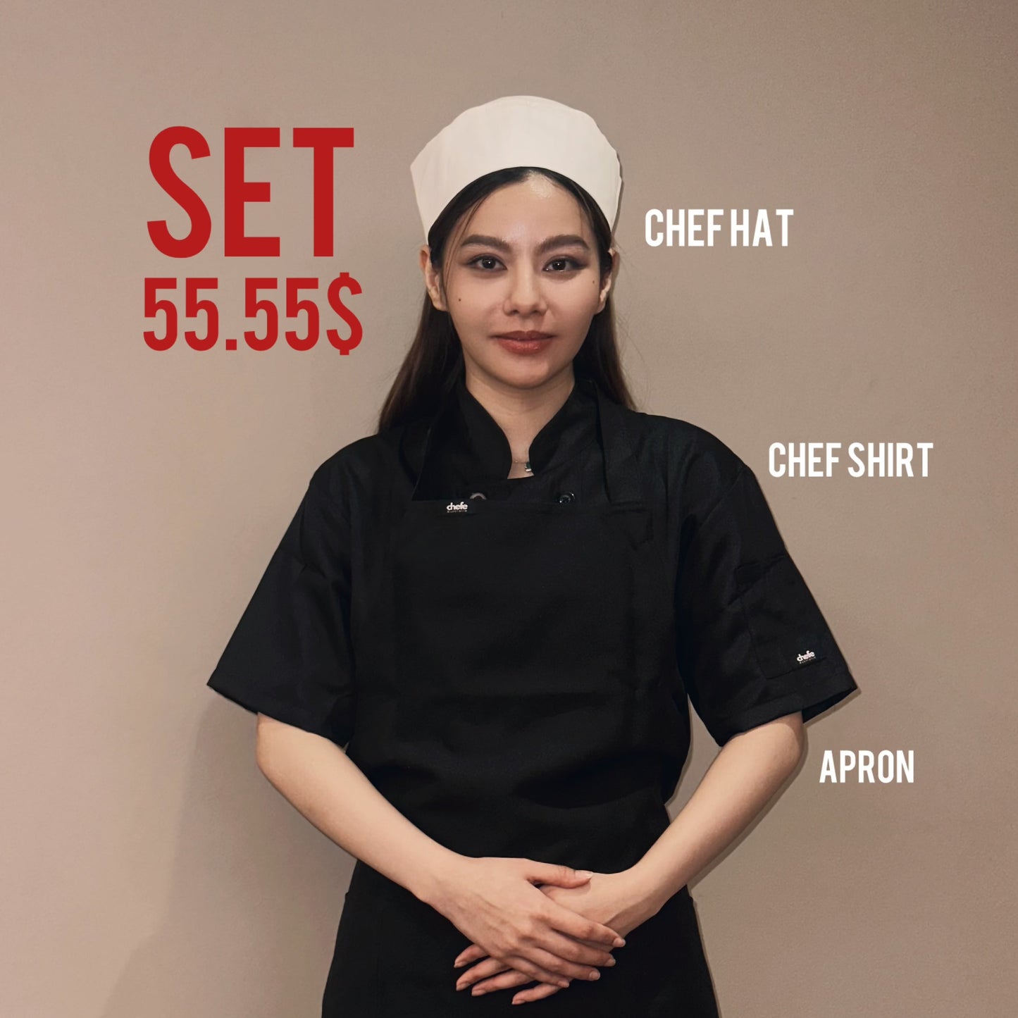 CHEFE Special Set - apron, hat, shirt