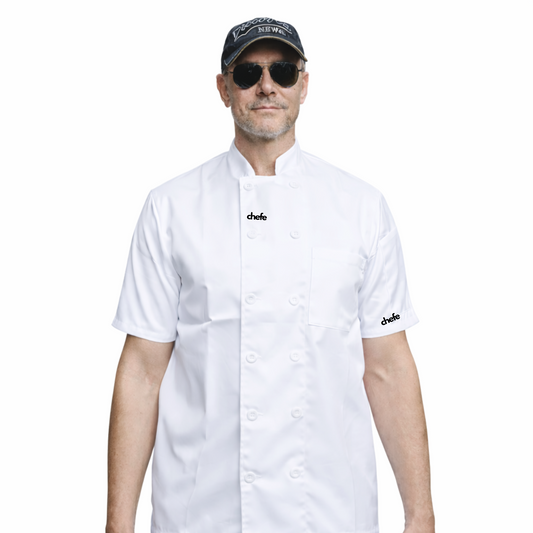 WHITE CHEFE Chef Jacket ( Button, Polyester )